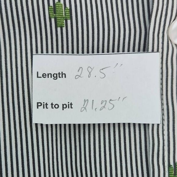 Jachs Gray and White Striped Button Down Shirt with Cactus Print NWT Size Small