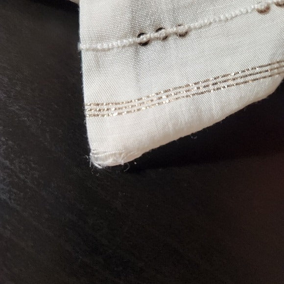 Vince Camuto Sheer Cream and Metallic Gold Top NWT Size Large Ivory Blouse