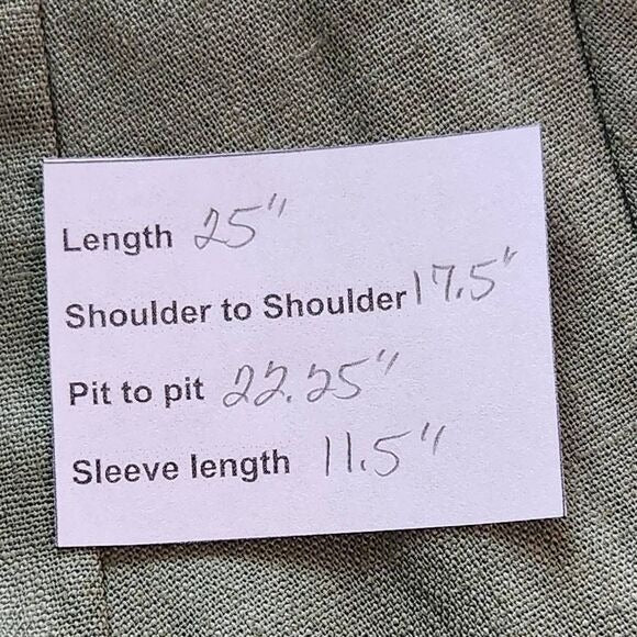 Lady Dorby Green Linen Short Sleeve Blazer NWT Size 16W Olive Green Blazer