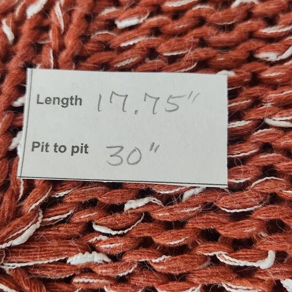 Hyfve Coral Red Oversized Chunky Knit Cropped Sweater Hoodie Size Small