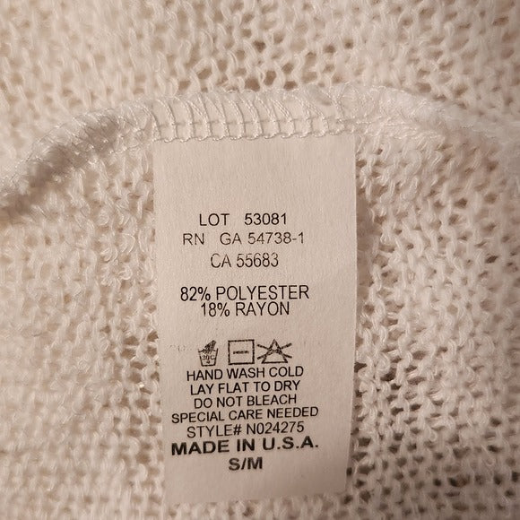 Nally & Millie White Open Knit Sweater Top Size Small/Medium NWT