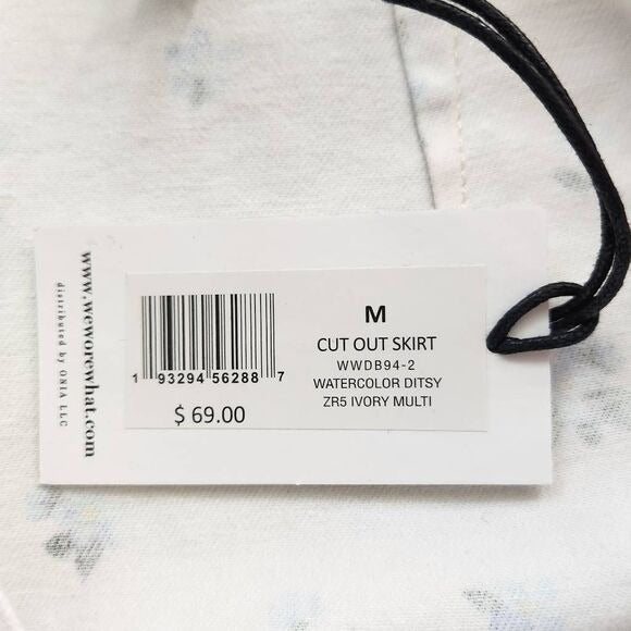 WeWoreWhat Blue Floral Cut Out Denim Mini Skirt Size Medium, New