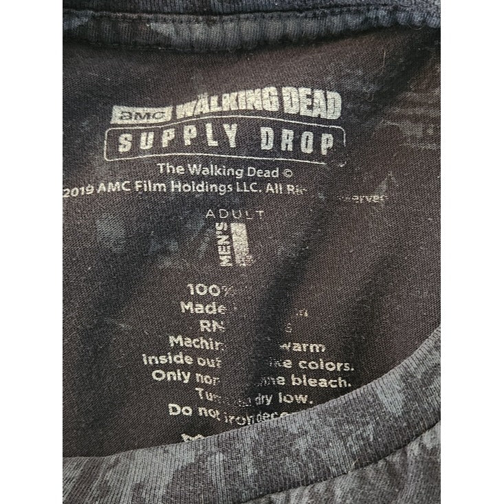 The Walking Dead Supply Drop Black Allover Print Short Sleeve Tee Size Large