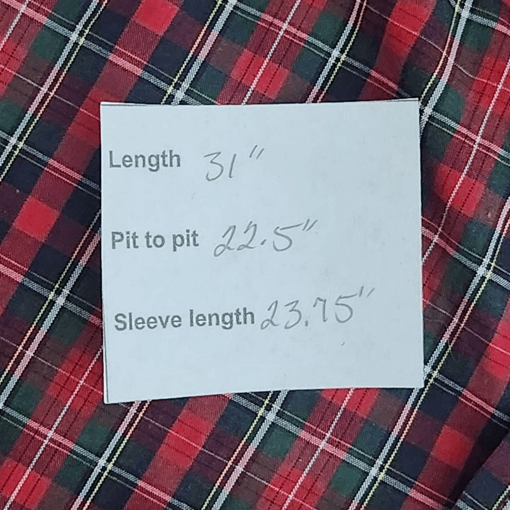 Tommy Hilfiger Red Plaid Button Down Shirt Size Large Slim Fit Red Preppy Shirt