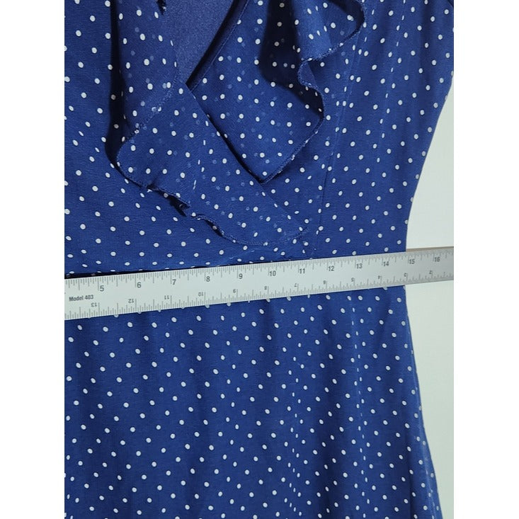 Jaquline Navy Polka Dot Wrap Look Dress Size Small NWT Wedding Guest Dress