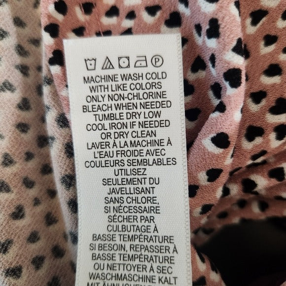 Adrianna Papell Pink Heart Print Blouse Size XL Pink and Black Blouse
