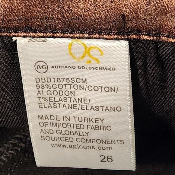 AG AG Adriano Goldschmied Metallic Bronze Straight Leg Jeans Size 26 NWT