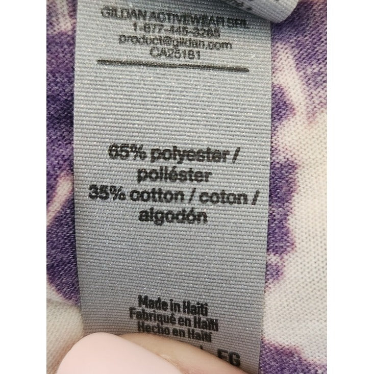 Gildan Purple and Off White Tie Dye Tee Size XL