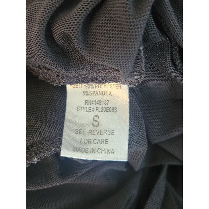 FAVLUX Sleeveless Tie-Front Black Sheer Mesh Kimono Size Small