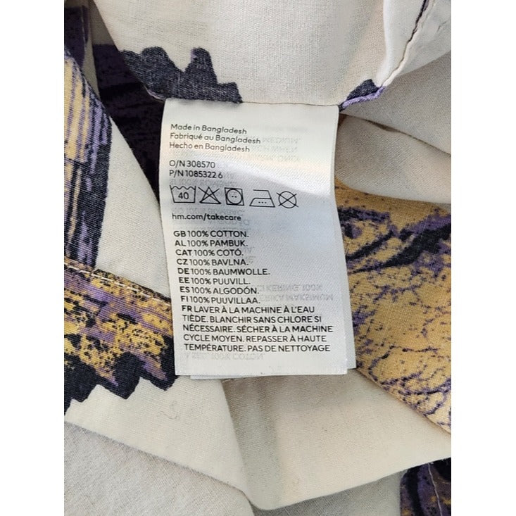 H&M Oversized Ancient Greek Ruins Print Short Sleeve Button Down Shirt Size XXL