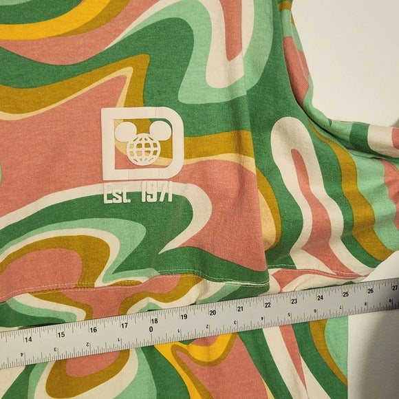 Disney Green and Pink Print Walt Disney World Oversized Jersey Tee Size XL