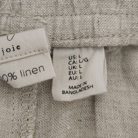 Joie Natural Beige Linen Wide Leg Pants Size Large