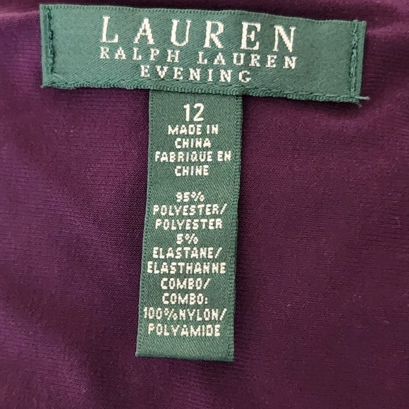 Lauren Ralph Lauren Sleeveless Purple Formal Dress with Sequin Top Size 12