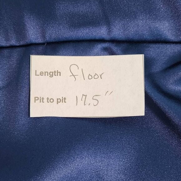 Lulus Navy Blue Satin Pleated Tulip Maxi Dress NWOT Size XL Wedding Guest Dress