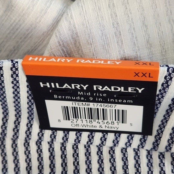 Hilary Radley Navy and White Striped Bermuda Shorts NWT Size XXL Pull-on Shorts