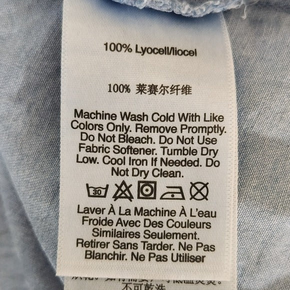 DKNY Light Blue Cropped Size Medium Chambray Top