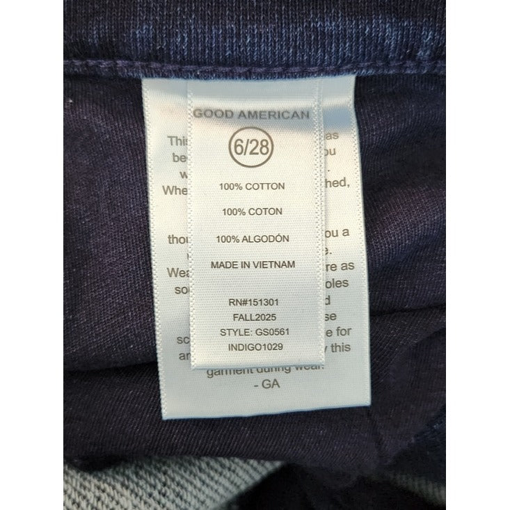 Good American Jeanius Barrel Leg Faux Denim Terry Sweatpants Size 6