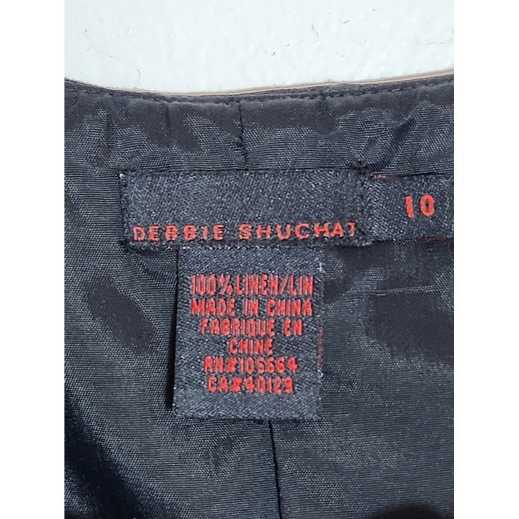 Debbie Shuchat Black Linen Sleeveless Cocktail Dress Size 10