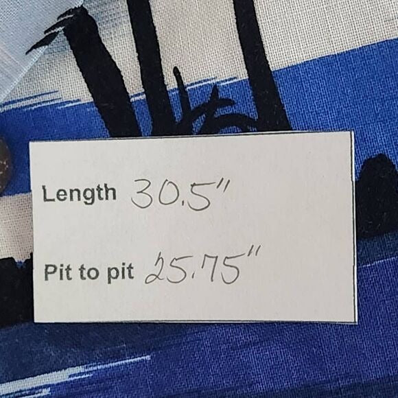 Honu Blue Hawaiian Short Sleeve Shirt Size XXL Blue and White Hawaiian Shirt