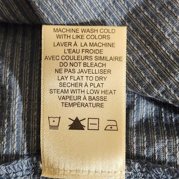 Max Studio Blue Striped Short Sleeve Tee NWT Suze Large Blue and White Top