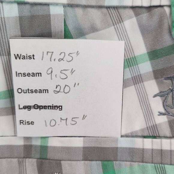 Original Penguin Green and Gray Plaid Chino Shorts Size 33 Preppy Plaid Shorts