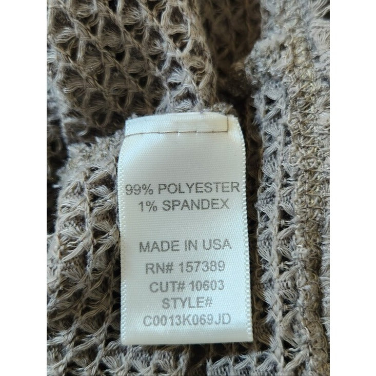 Altar'd State Mushroom Brown Open Knit Cropped Cardigan Size Large
