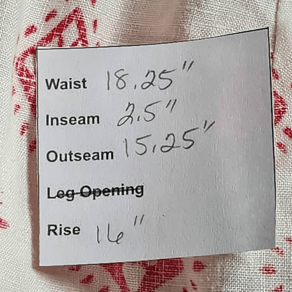 Artisan NY Cream and Red Linen Shorts Size XL Linen Paper Bag Waist Shorts