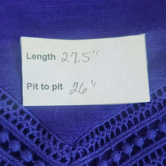 Liz Claiborne Purple T-Shirt with Crochet Lace Detail Size 2X Plus Size Tee New