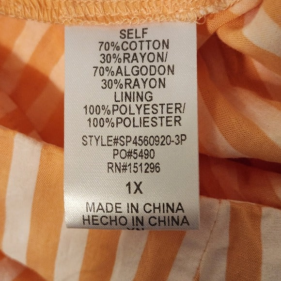 The Sang Peach and White Striped Wide Leg Pants Size 1X