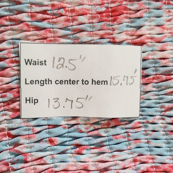 Fanco Smocked Floral Blue and Pink Ruffle Skirt Size Small Floral Mini Skirt, New