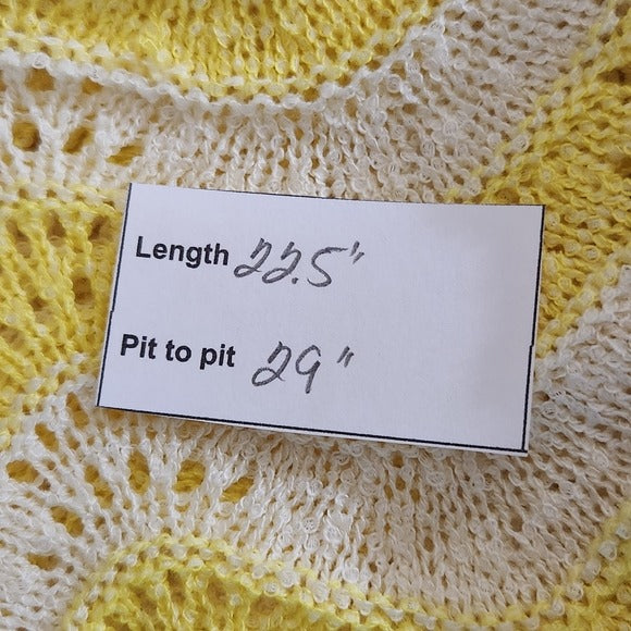 POL Yellow and White Oversized Sweater Size Large Yellow Distressed Sweater