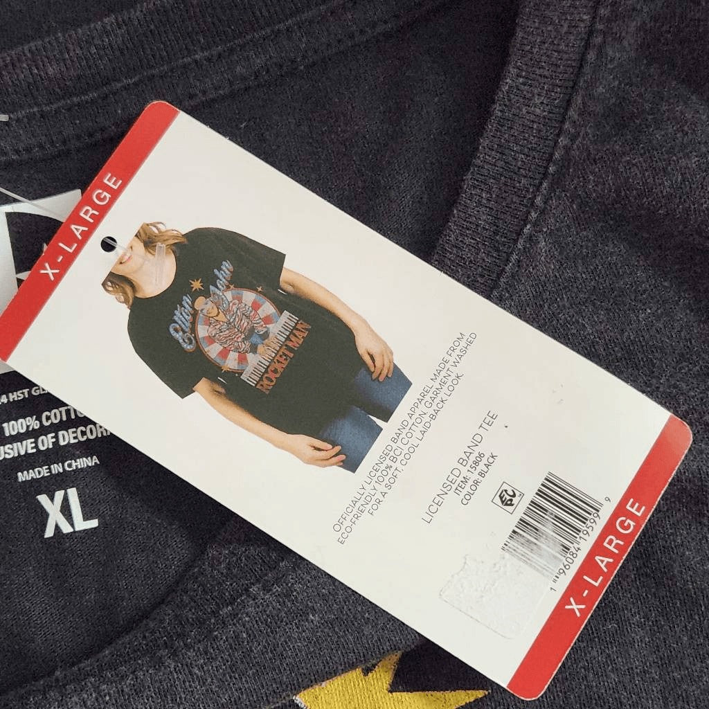 Elton John T-Shirt NWT Size XL Black Short Sleeve Elton John Rocket Man Tee