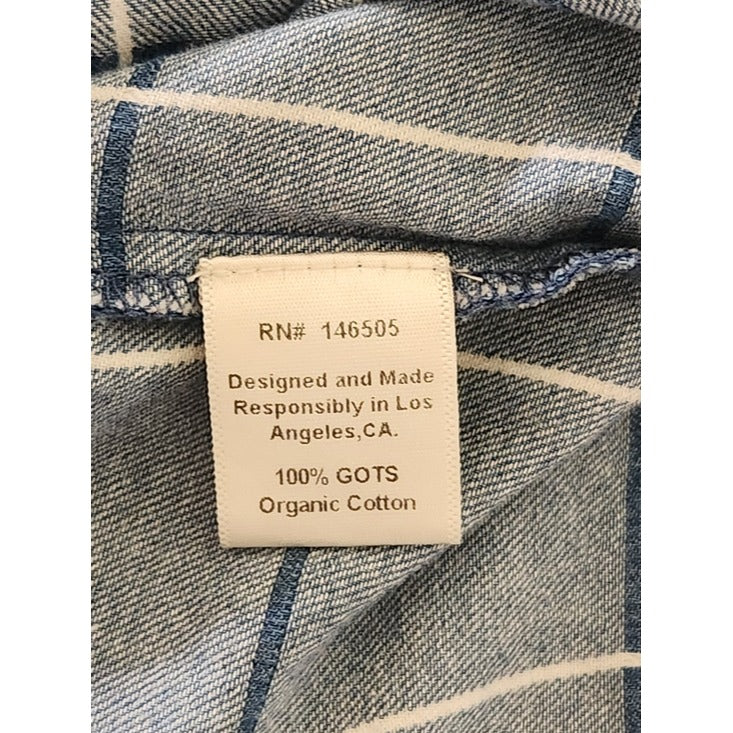 LA Relaxed Blue Denim Grid Print Sleeveless Mini Dress Size Medium