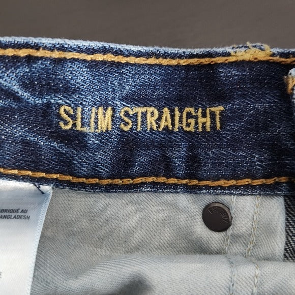 American Eagle Outfitters Men Slim Straight Jeans Size 28 X 32 Distressed Denim