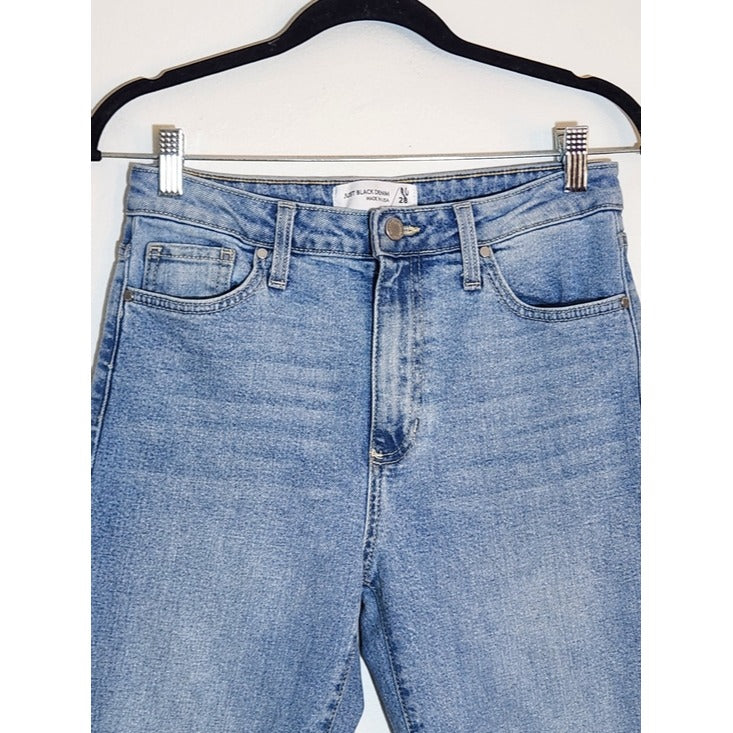 Just Black Denim Light Wash Straight Leg Distressed Cropped Jeans Size 28