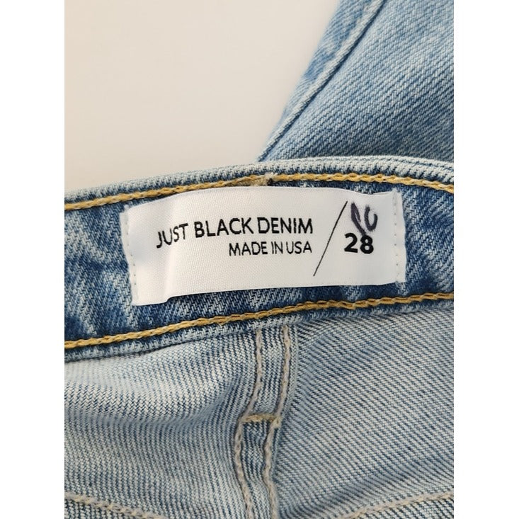 Just Black Denim Light Wash Straight Leg Distressed Cropped Jeans Size 28