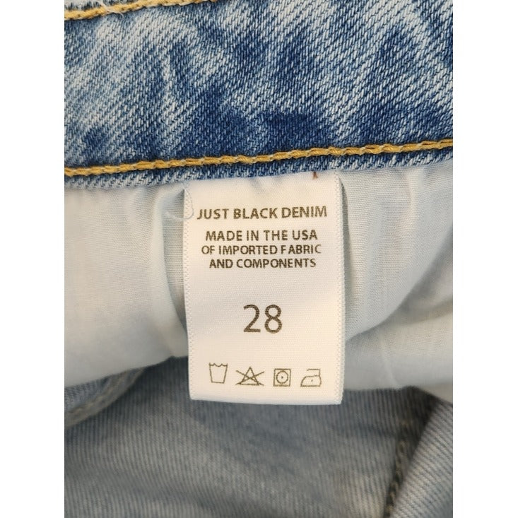 Just Black Denim Light Wash Straight Leg Distressed Cropped Jeans Size 28