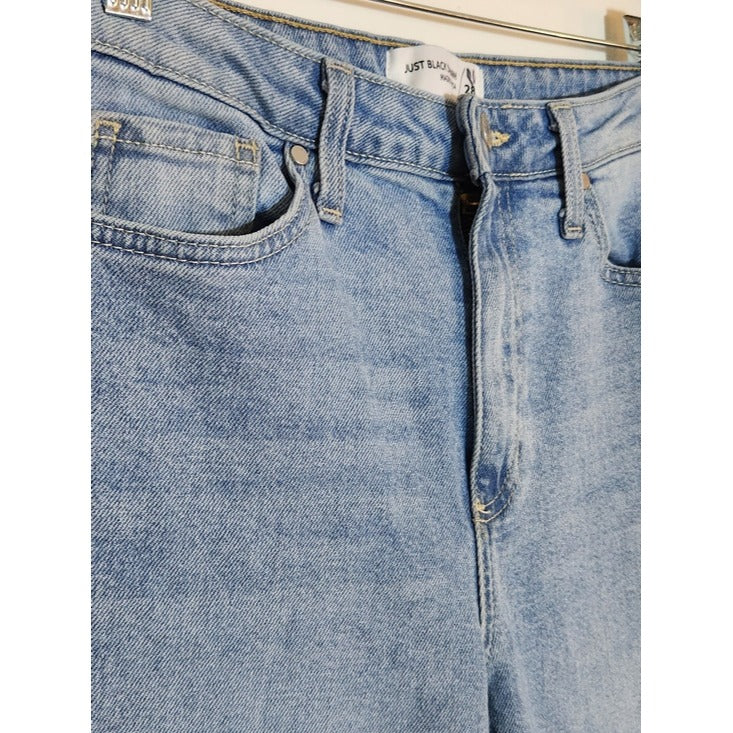 Just Black Denim Light Wash Straight Leg Distressed Cropped Jeans Size 28