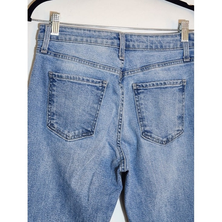 Just Black Denim Light Wash Straight Leg Distressed Cropped Jeans Size 28