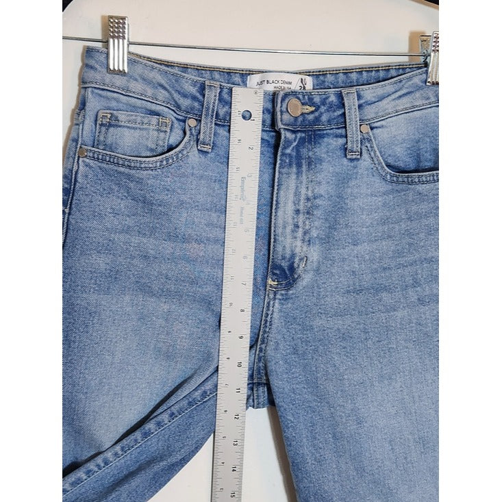 Just Black Denim Light Wash Straight Leg Distressed Cropped Jeans Size 28