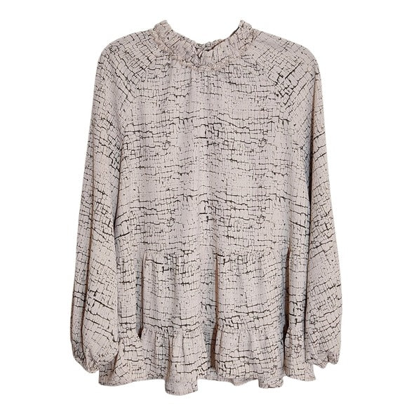 Entro Blush Pink and Gray Print Blouse Size Medium