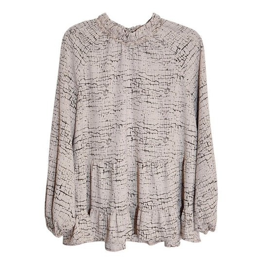 Entro Blush Pink and Gray Print Blouse Size Medium