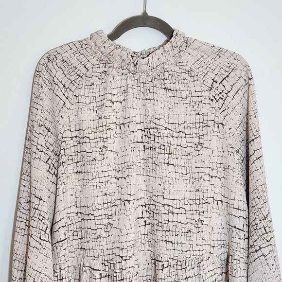 Entro Blush Pink and Gray Print Blouse Size Medium
