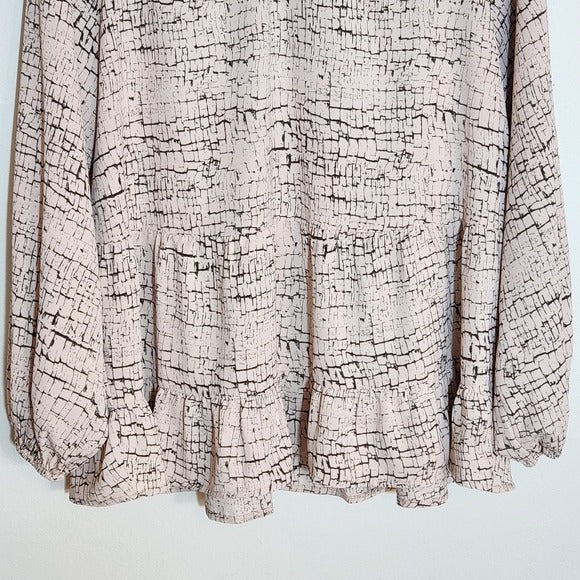 Entro Blush Pink and Gray Print Blouse Size Medium