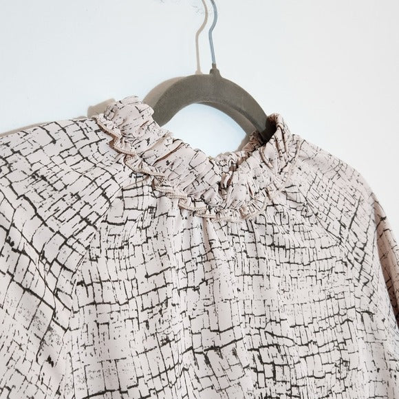 Entro Blush Pink and Gray Print Blouse Size Medium
