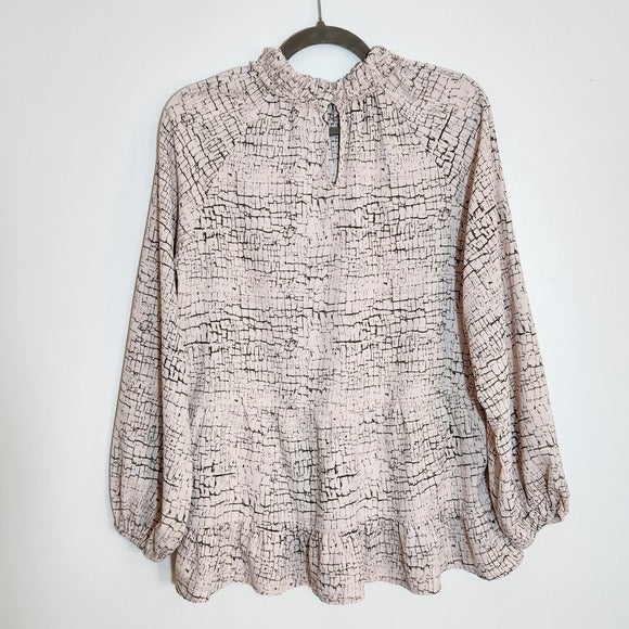 Entro Blush Pink and Gray Print Blouse Size Medium