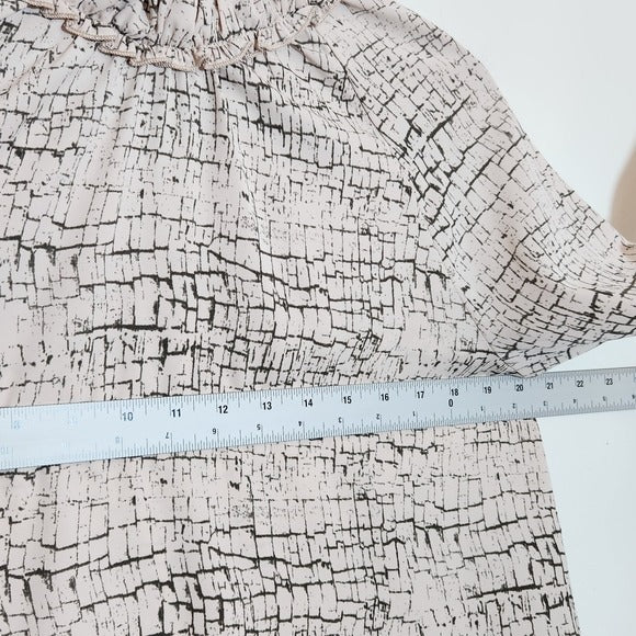 Entro Blush Pink and Gray Print Blouse Size Medium