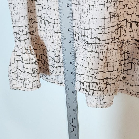 Entro Blush Pink and Gray Print Blouse Size Medium