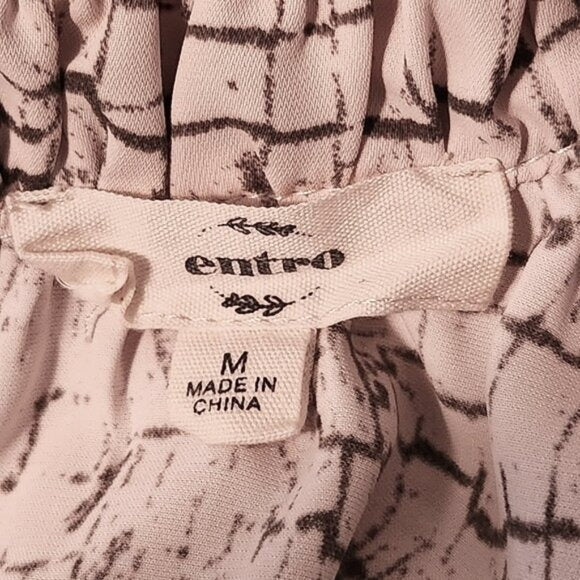 Entro Blush Pink and Gray Print Blouse Size Medium