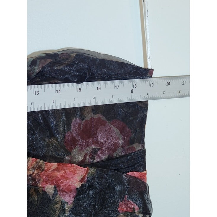 Lulus Black Floral One Shoulder Organza Formal Dress XL NWT Wedding Guest Dress